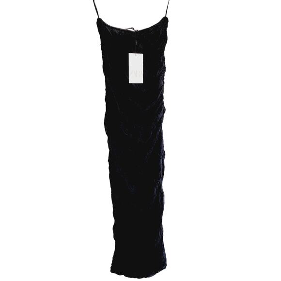 Zara Black Ruched Lace Strapless Midi / Maxi Dress Size Small - Picture 3 of 10